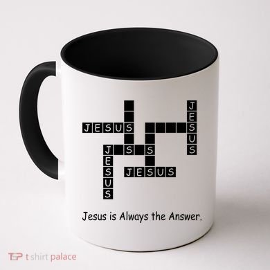 Jesus Is Always The Answer Christianity Crossword Coffee Mug