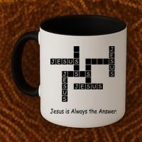 Jesus Is Always The Answer Christianity Crossword Coffee Mug thumb 2