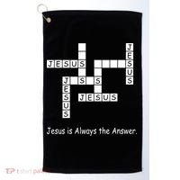 Jesus Is Always The Answer Christianity Crossword Golf Towel thumb 0