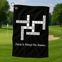 Jesus Is Always The Answer Christianity Crossword Golf Towel thumb 1