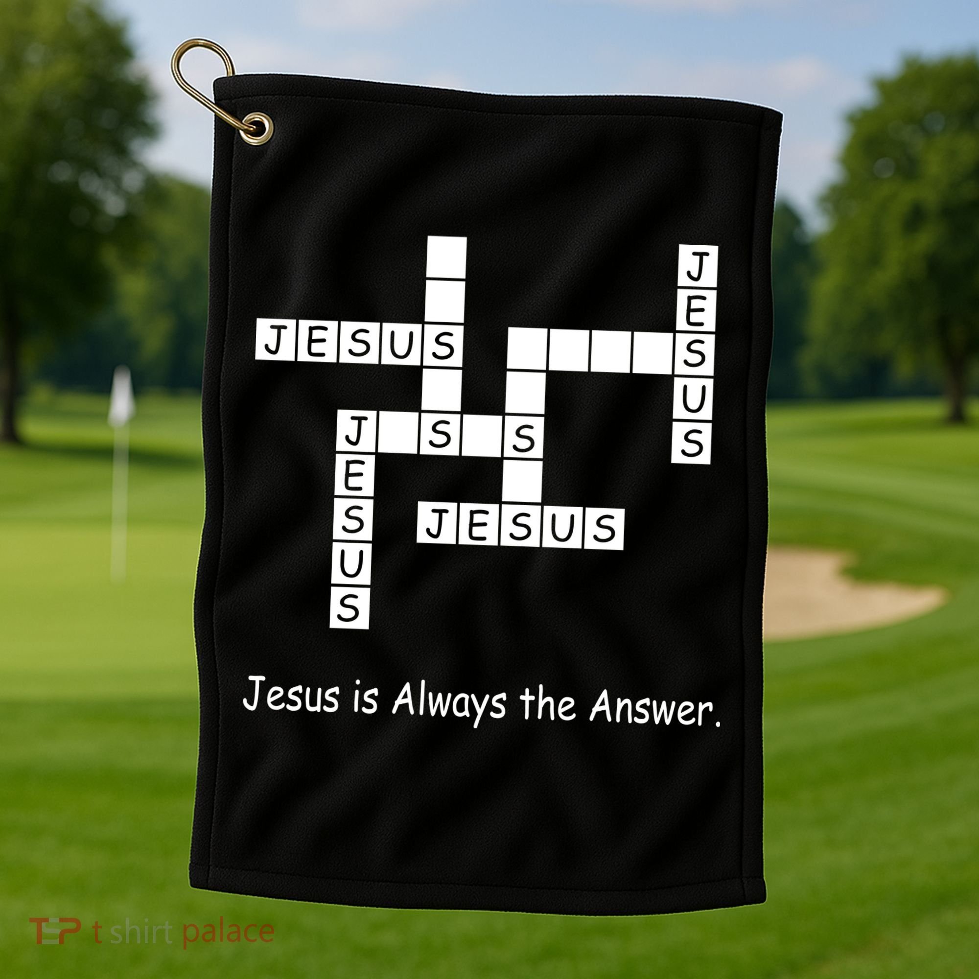 Jesus Is Always The Answer Christianity Crossword Golf Towel