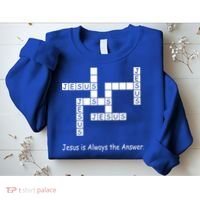 Jesus Is Always The Answer Christianity Crossword Sweatshirt thumb 2