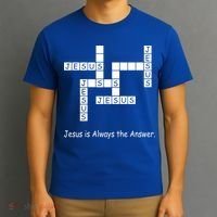 Jesus Is Always The Answer Christianity Crossword T-Shirt thumb 3