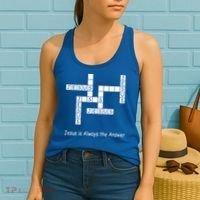 Jesus Is Always The Answer Christianity Crossword Women's Tank Top thumb 2