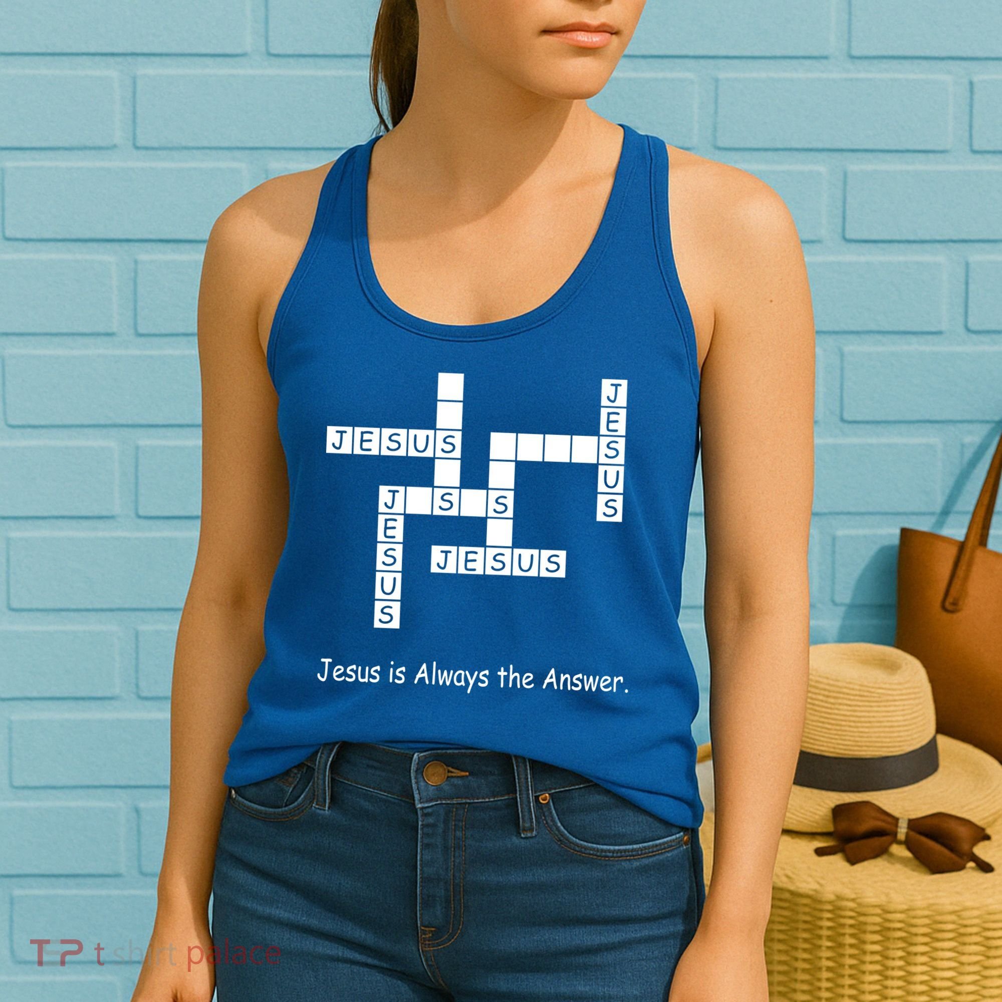 Jesus Is Always The Answer Christianity Crossword Women's Tank Top