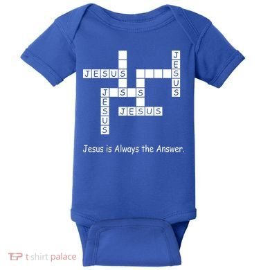 Jesus Is Always The Answer Christianity Crossword Baby Bodysuit