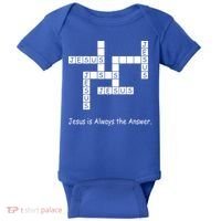 Jesus Is Always The Answer Christianity Crossword Baby Bodysuit thumb 0