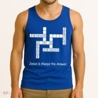 Jesus Is Always The Answer Christianity Crossword Tank Top thumb 3