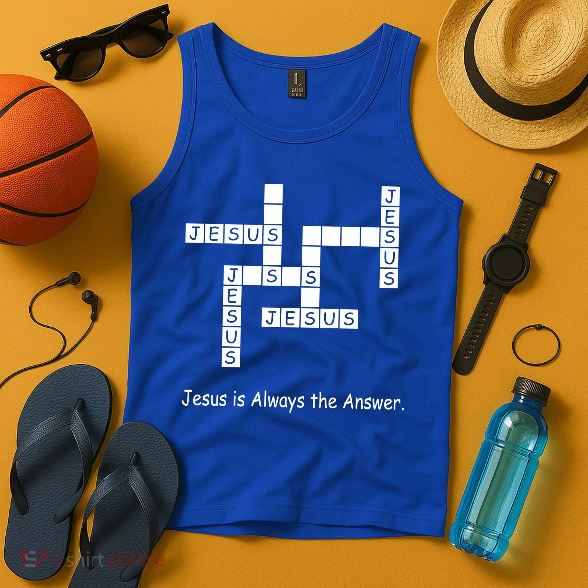 Jesus Is Always The Answer Christianity Crossword Tank Top