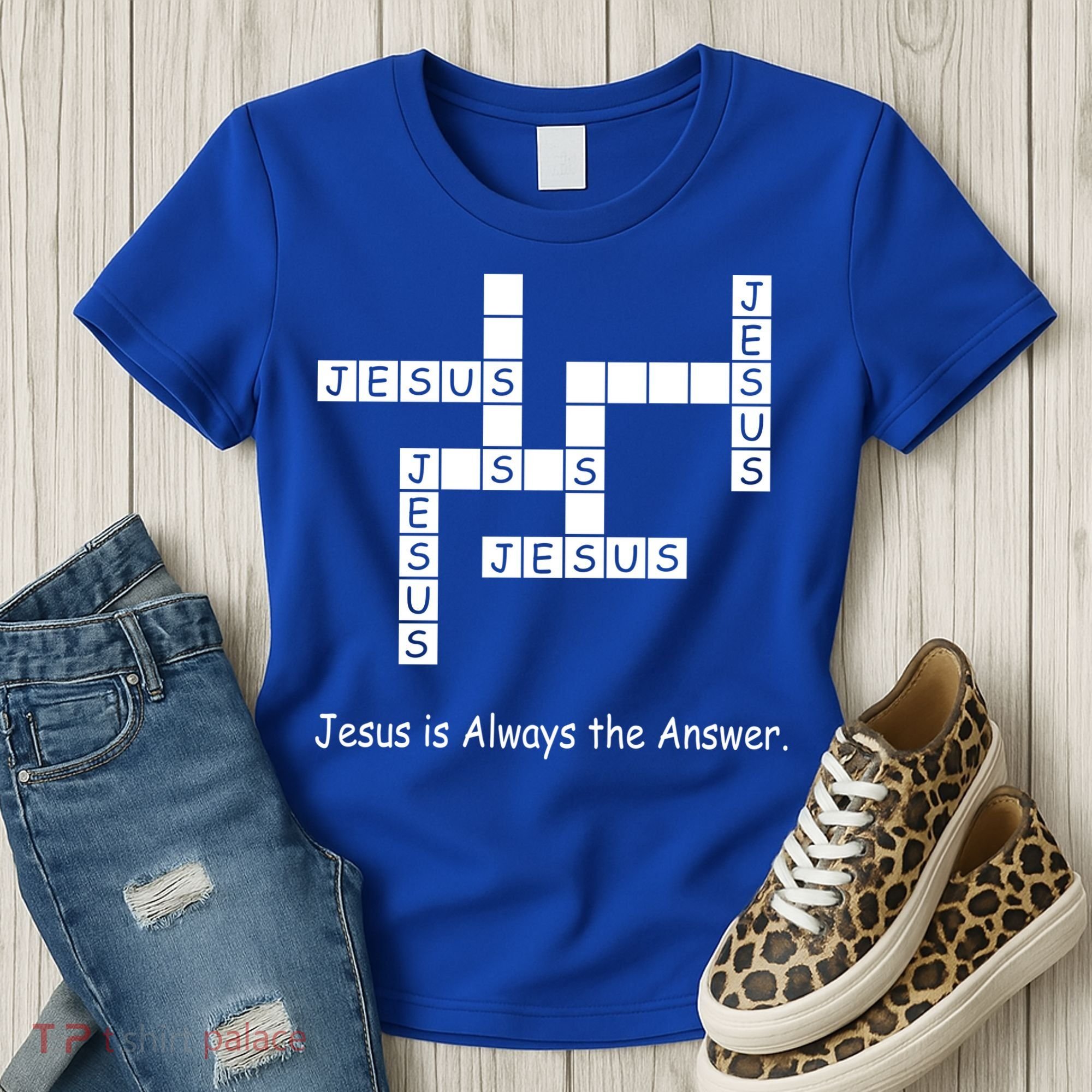 Jesus Is Always The Answer Christianity Crossword Women's T-Shirt