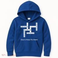 Jesus Is Always The Answer Christianity Crossword Kids Hoodie thumb 0