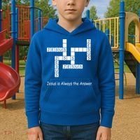 Jesus Is Always The Answer Christianity Crossword Kids Hoodie thumb 2