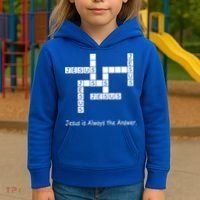 Jesus Is Always The Answer Christianity Crossword Kids Hoodie thumb 3