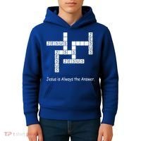 Jesus Is Always The Answer Christianity Crossword Kids Hoodie thumb 4