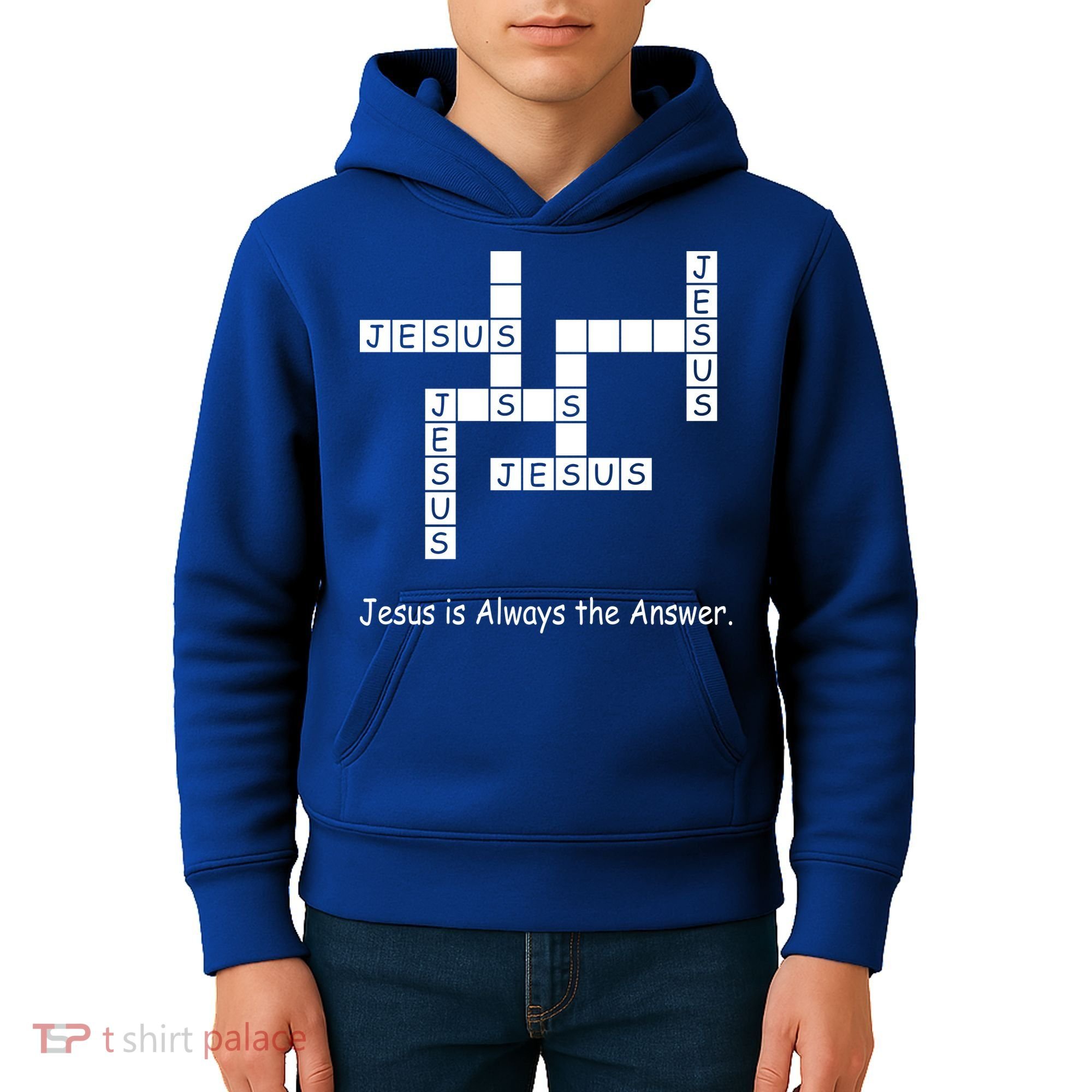 Jesus Is Always The Answer Christianity Crossword Kids Hoodie