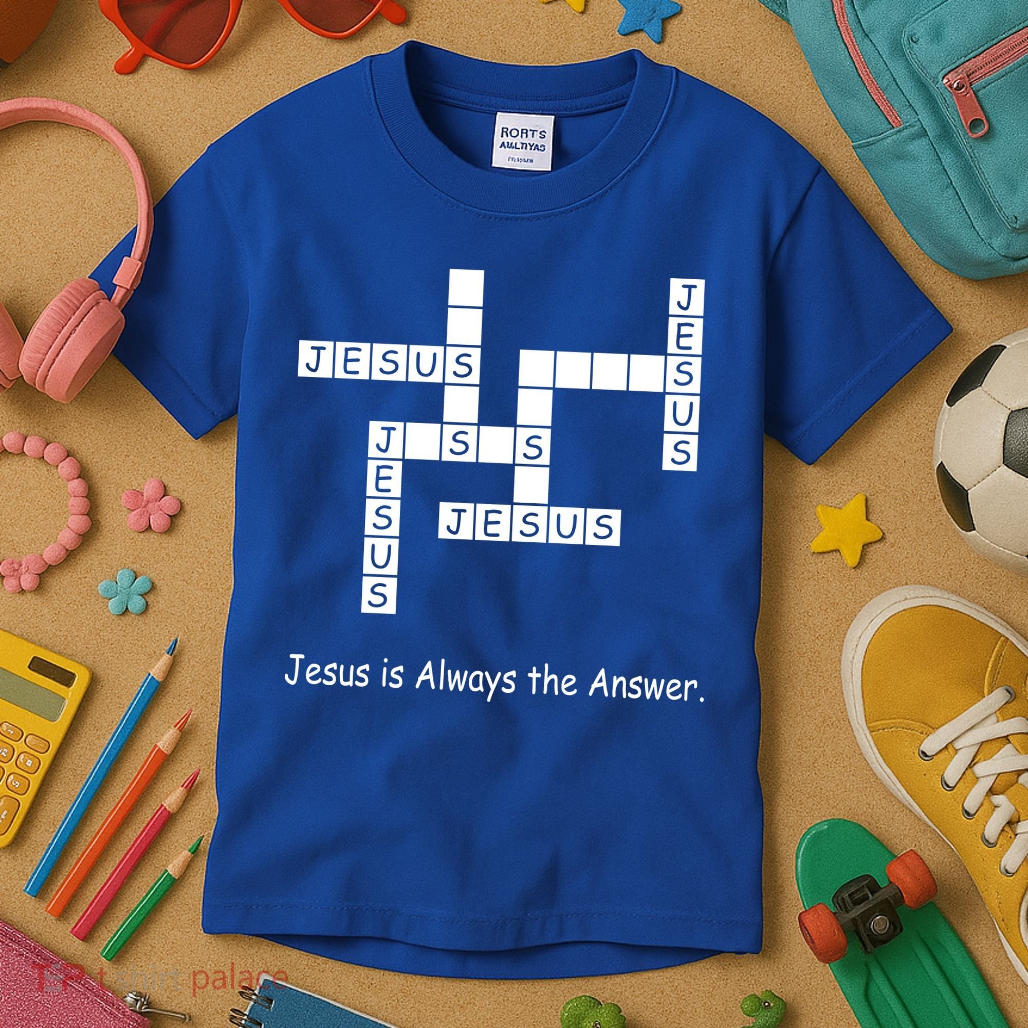 Jesus Is Always The Answer Christianity Crossword Kids T-Shirt