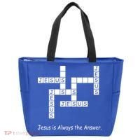 Jesus Is Always The Answer Christianity Crossword Tote Bag thumb 0