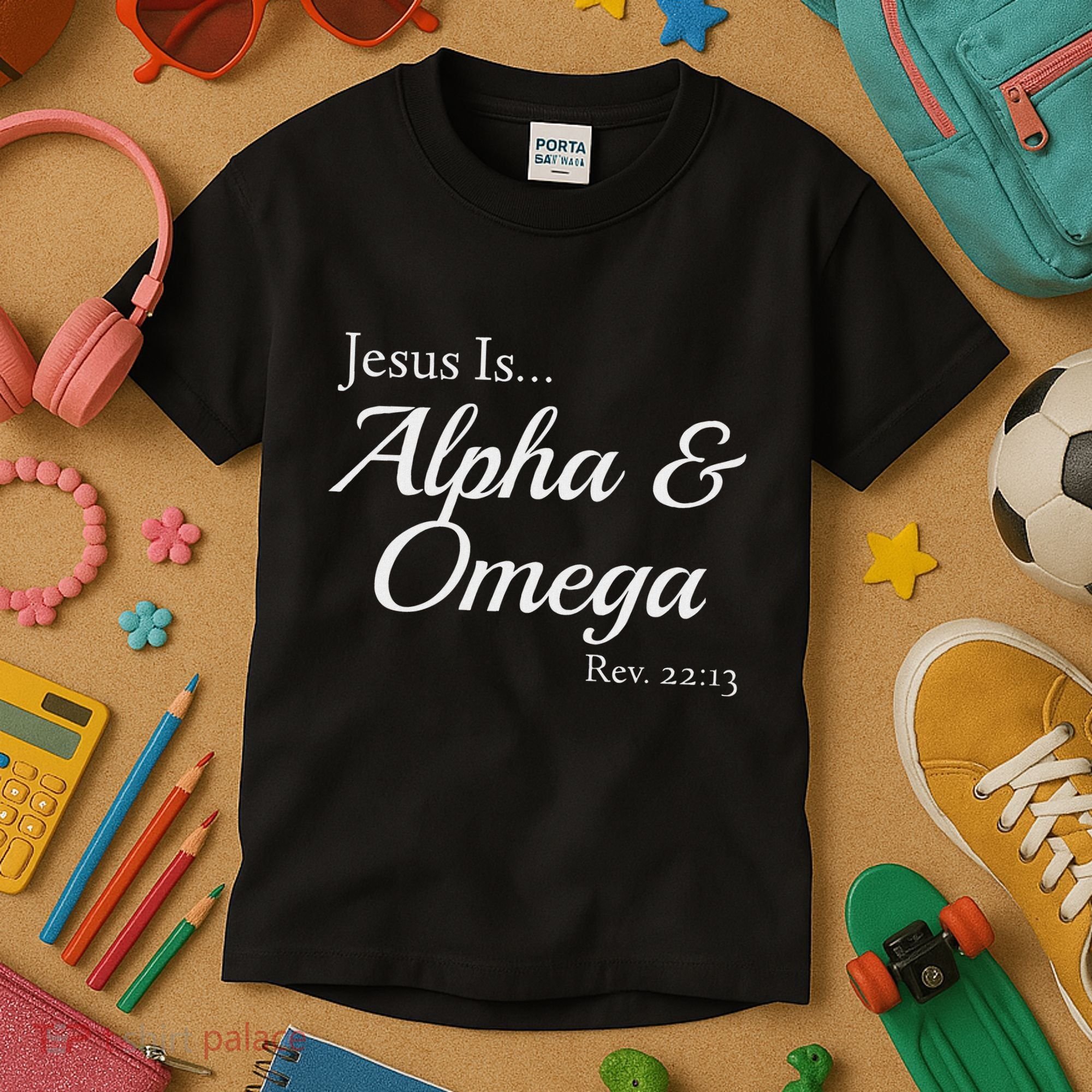 Jesus Is Alpha & Omega Revelation 2213 Kids T-Shirt
