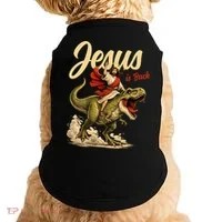Jesus Is Back Sarcasm Funny Dinosaur Doggie Tank thumb 0