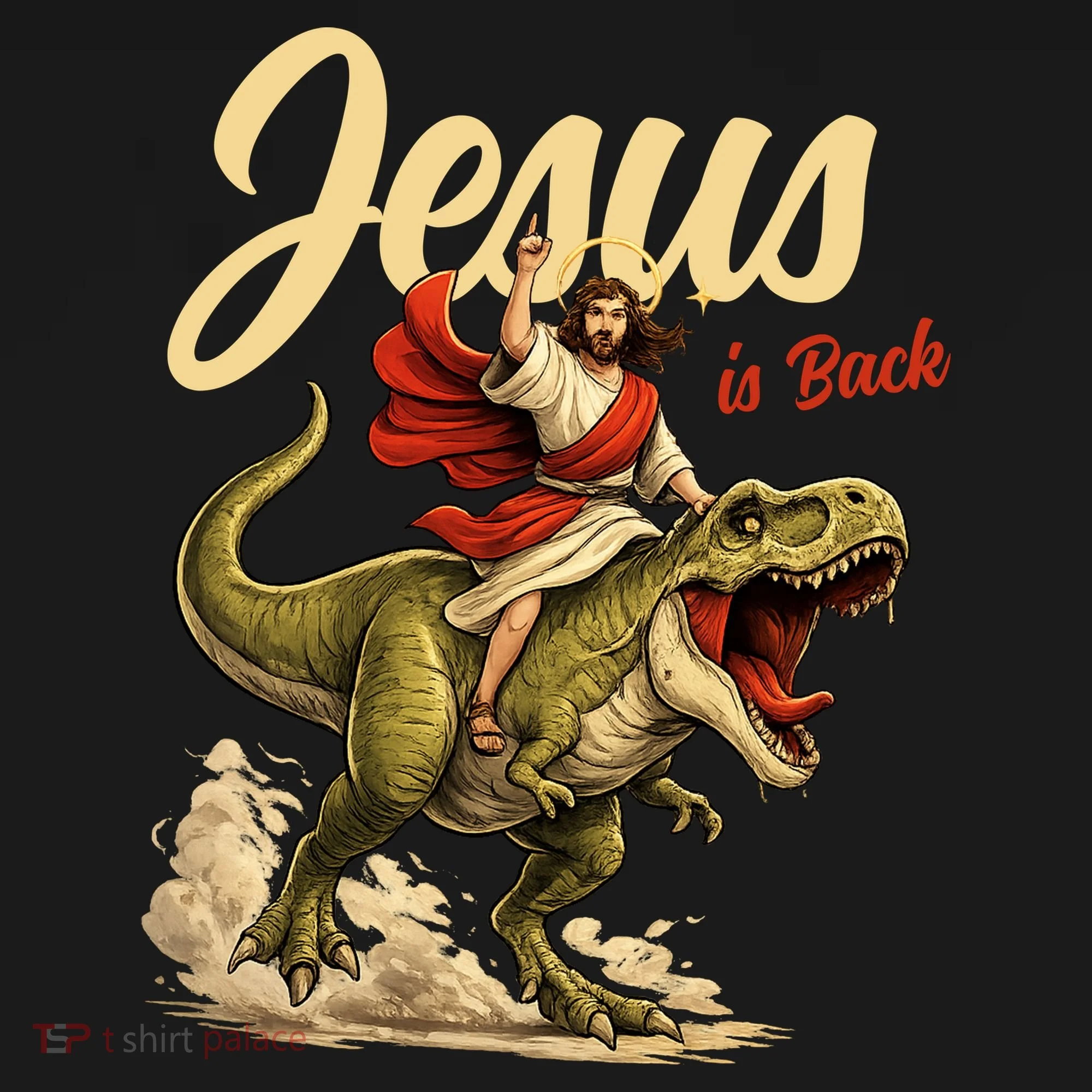 Jesus Is Back Sarcasm Funny Dinosaur Doggie Tank