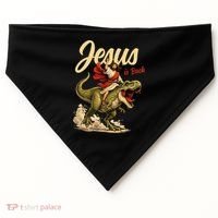 Jesus Is Back Sarcasm Funny Dinosaur USA-Made Doggie Bandana thumb 0