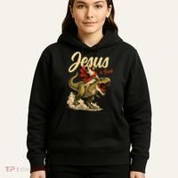 Jesus Is Back Sarcasm Funny Dinosaur Hoodie thumb 5
