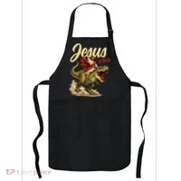 Jesus Is Back Sarcasm Funny Dinosaur Apron thumb 0