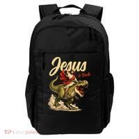 Jesus Is Back Sarcasm Funny Dinosaur Backpack thumb 0