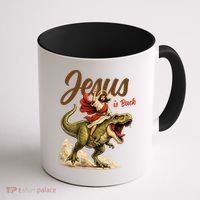 Jesus Is Back Sarcasm Funny Dinosaur Coffee Mug thumb 1