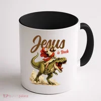 Jesus Is Back Sarcasm Funny Dinosaur Coffee Mug thumb 1