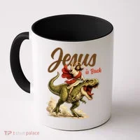 Jesus Is Back Sarcasm Funny Dinosaur Coffee Mug thumb 0