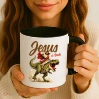 Jesus Is Back Sarcasm Funny Dinosaur Coffee Mug thumb 3