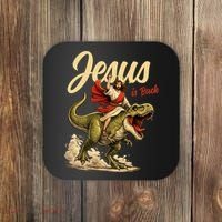 Jesus Is Back Sarcasm Funny Dinosaur Coaster thumb 0