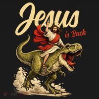 Jesus Is Back Sarcasm Funny Dinosaur Polo thumb 3