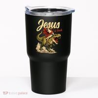 Jesus Is Back Sarcasm Funny Dinosaur Tumbler thumb 0