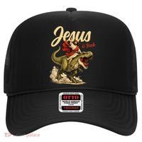 Jesus Is Back Sarcasm Funny Dinosaur Hat thumb 0