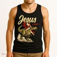 Jesus Is Back Sarcasm Funny Dinosaur Tank Top thumb 3