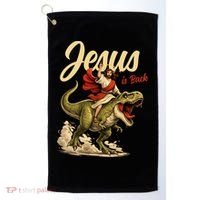 Jesus Is Back Sarcasm Funny Dinosaur Golf Towel thumb 0