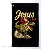 Jesus Is Back Sarcasm Funny Dinosaur Golf Towel thumb 0