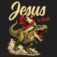 Jesus Is Back Sarcasm Funny Dinosaur Golf Towel thumb 3