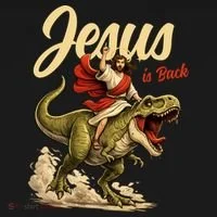 Jesus Is Back Sarcasm Funny Dinosaur Toddler T-Shirt thumb 4