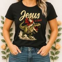 Jesus Is Back Sarcasm Funny Dinosaur Women's T-Shirt thumb 2
