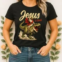 Jesus Is Back Sarcasm Funny Dinosaur Women's T-Shirt thumb 2