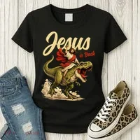 Jesus Is Back Sarcasm Funny Dinosaur Women's T-Shirt thumb 3