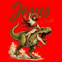 Jesus Is Back Sarcasm Funny Dinosaur Santa Hat thumb 1