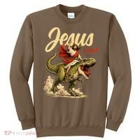Jesus Is Back Sarcasm Funny Dinosaur Sweatshirt thumb 0
