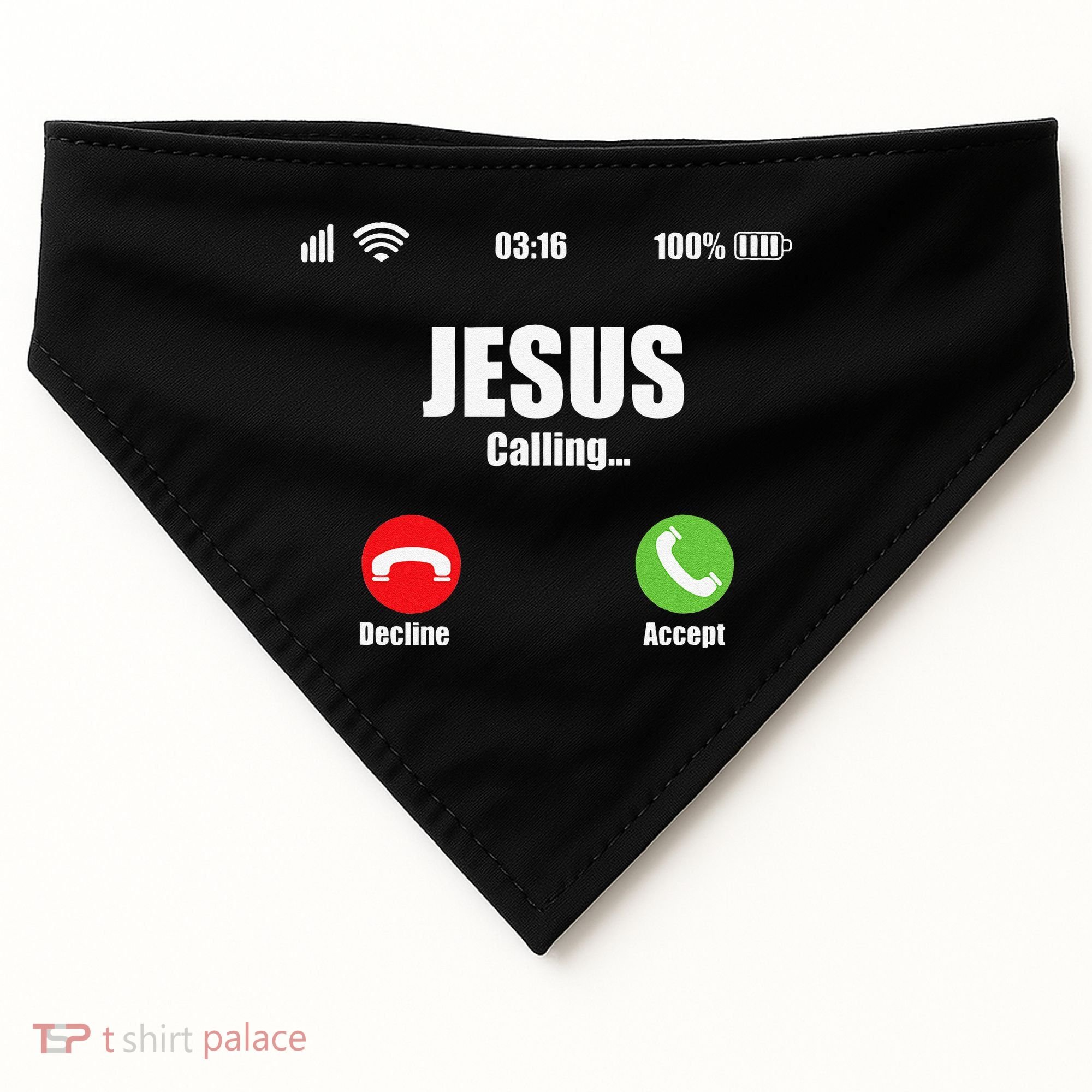Jesus Is Calling Christian Cross Modern Believe USA-Made Doggie Bandana