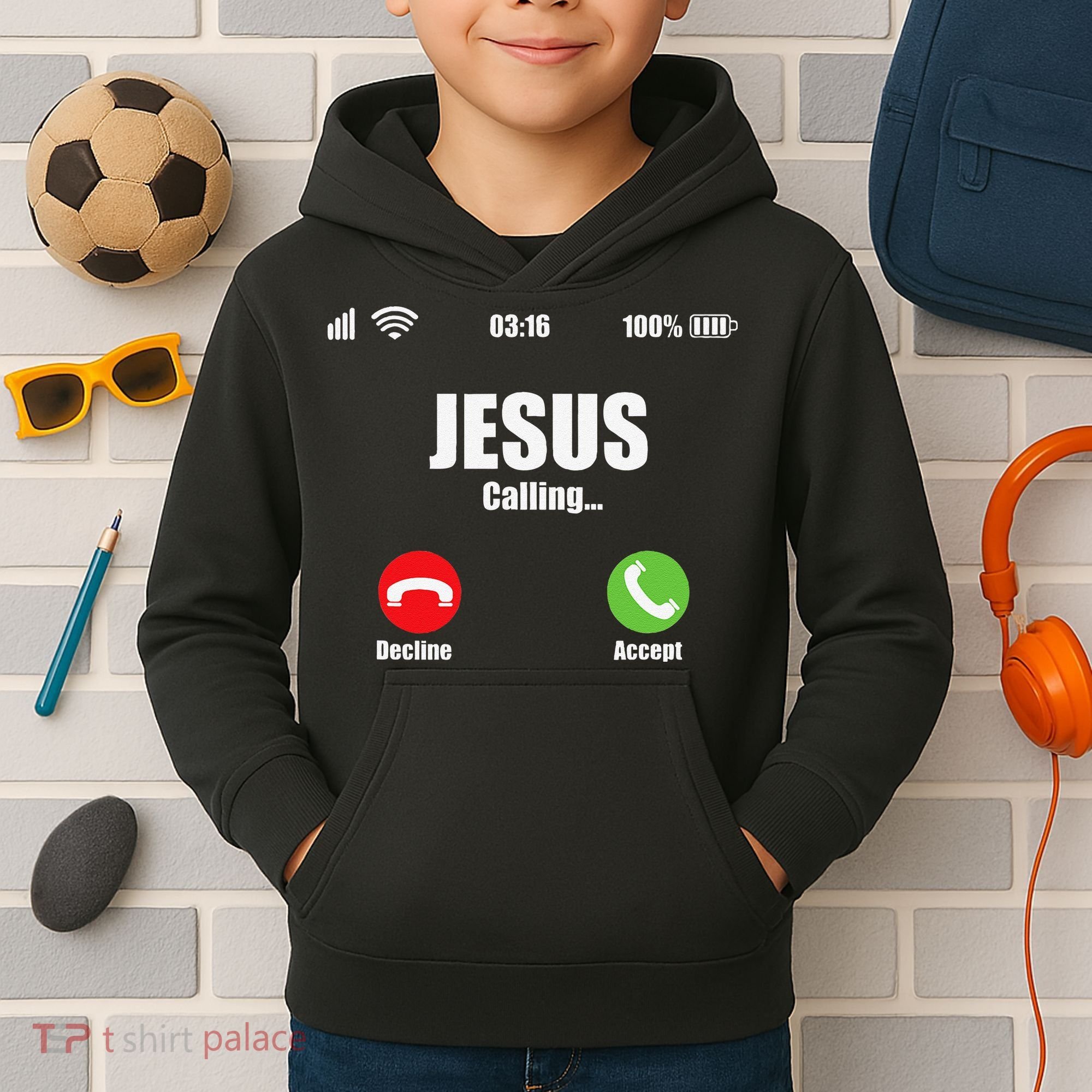 Jesus Is Calling Christian Cross Modern Believe Kids Hoodie