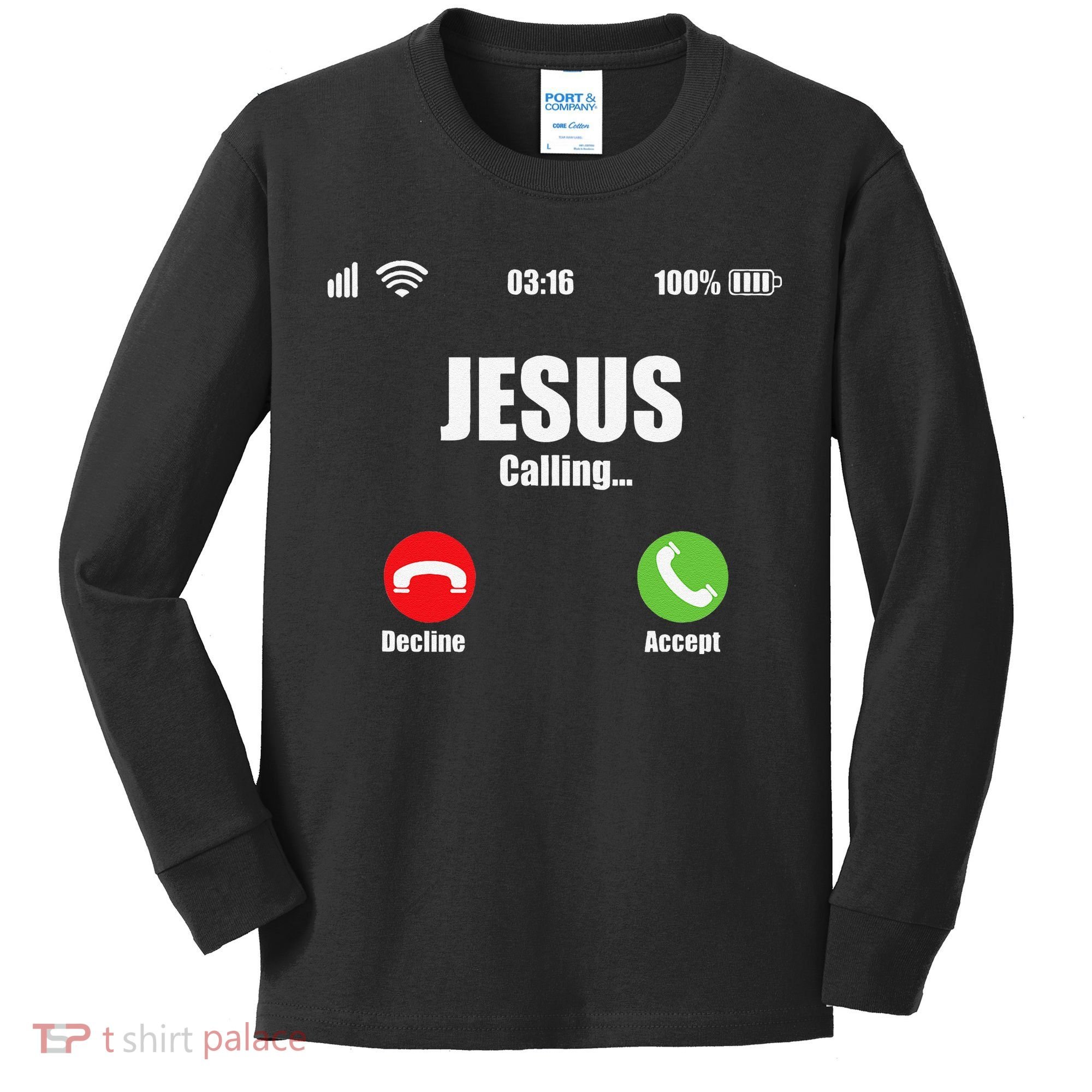Jesus Is Calling Christian Cross Modern Believe Kids Long Sleeve Shirt