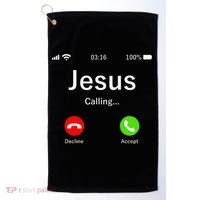 Jesus Is Calling Christian Golf Towel thumb 0